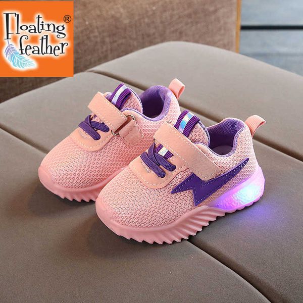 

size 21-30 baby glowing sneakers kids led shoes luminous toddler sneakers for kids boys girls children shoes with light up sole x0703, Black;red