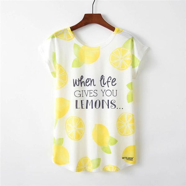 

women's t-shirt summer lemon print women tshirt cotton casual funny t shirt for lady girl tee hipster tumblr de das mulheres #yjp, White