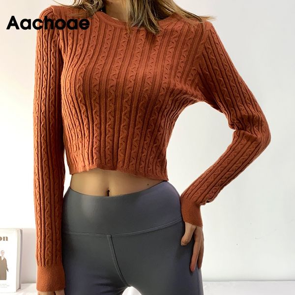 

women o ne casual knitted twist 2021 long sleeve cropped t shirt solid color basic bodycon tee shirt femme, Black;white