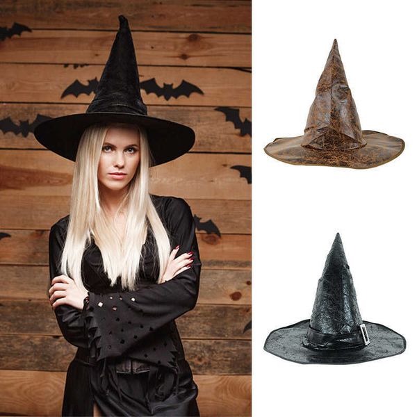 

leather witch hat fashion party cosplay costume accsory kids favor halloween decoration cap drs props