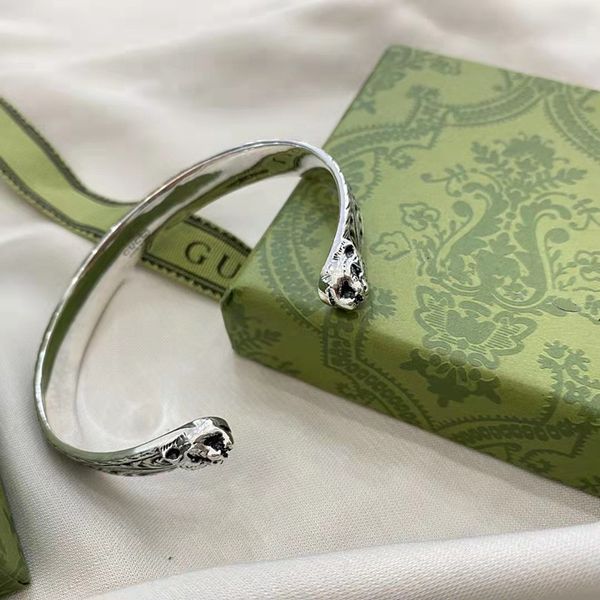 

new 925 silver double old three-dimensional head bracelet for lovers signature deals qshe, Black