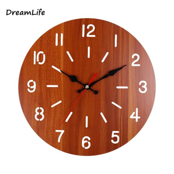 

wall clocks 12inch retro round wooden clock home living room decorative bar classic