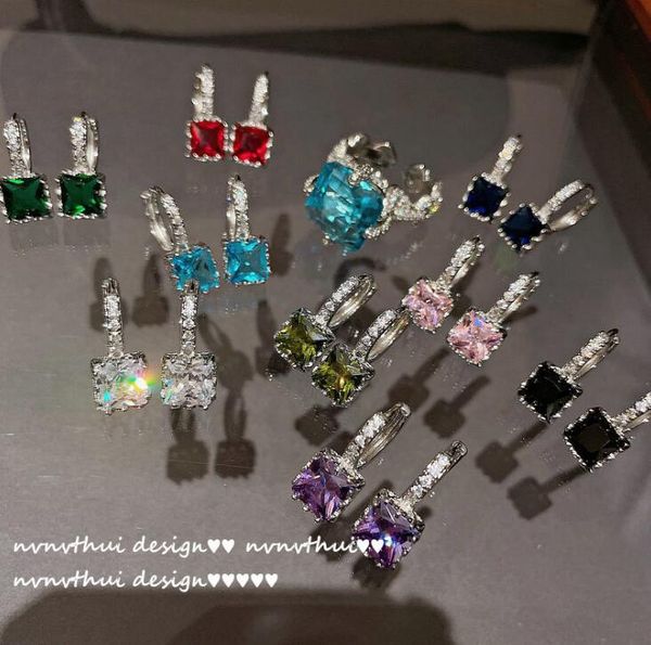 

dangle & chandelier bright luminous blue rhinestone elegant women earrings swiss full tender ear jewelry, Silver