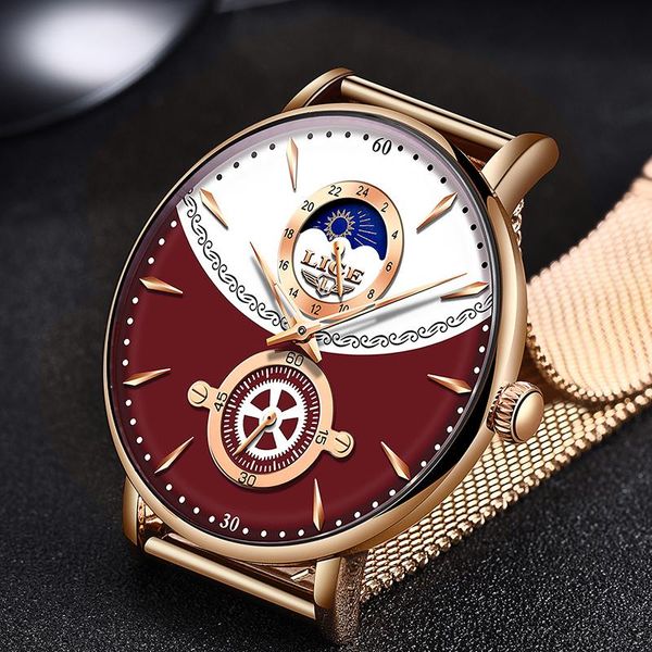 

relogio feminino 2021 sale rose gold women watch lige fashion waterproof watches for wristwatches, Slivery;brown