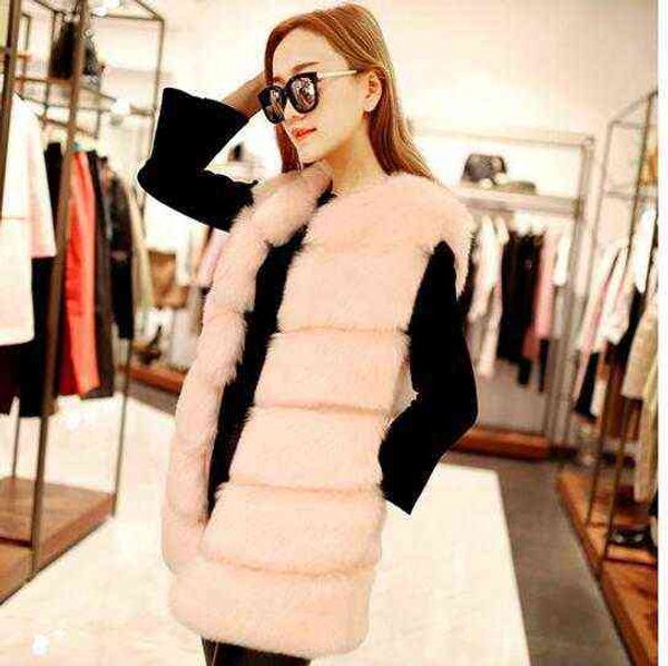 

listed imitation fur fashion vest women's splicing hair 211207, Black
