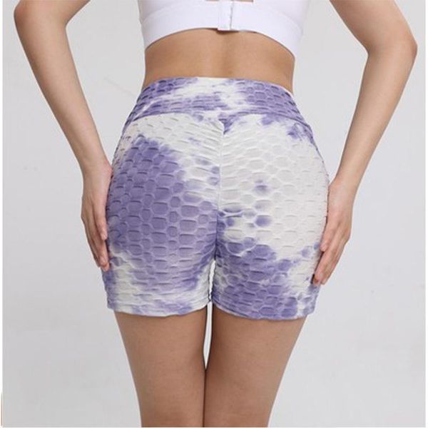 

women push up high waist fitness short colorful tie dye yoga bicycle shorts slim women's, White;black