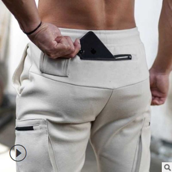 

men's autumn and winter style single zipper pocket slim basketball pants, outdoor running fashion fitness pants, Black