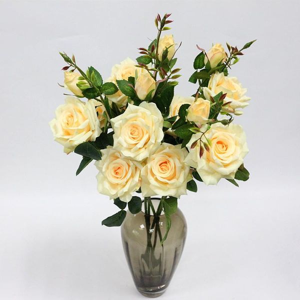 

flone 3 heads artificial silk fake roses flowers valentine day for wedding home table flower arrangement decoration accessories decorative &