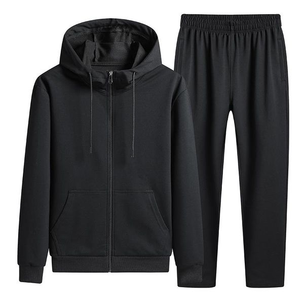 

men's tracksuits sportswear fitness sweatshirt mens suit sport pants sets pure color comfty sports tracksuit, Gray