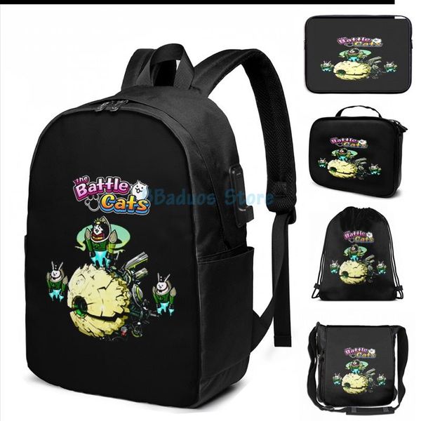 

funny graphic print battle cats(62) usb charge backpack men school bags women bag travel laptop