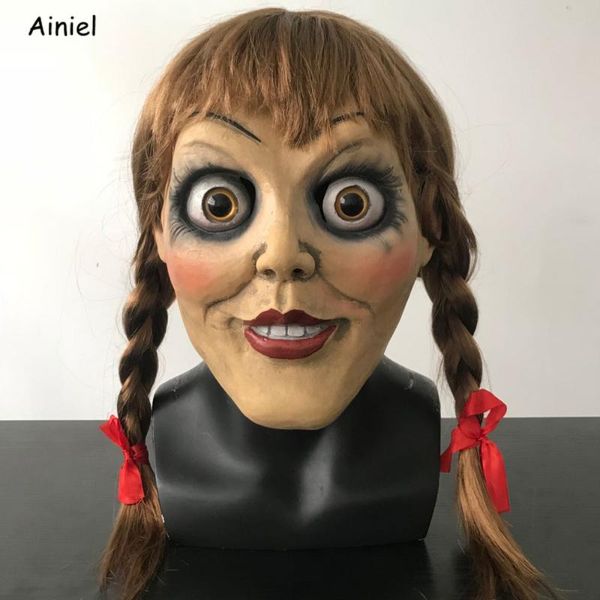 

party masks movie annabelle cosplay mask ghost doll women long wig girls men halloween carnival props headgear scary