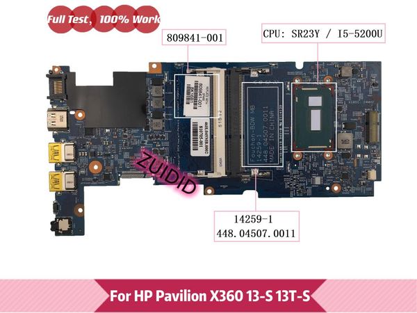 

motherboards 809841-001 for pavilion x360 13-s 13t-s lapmotherboard 809841-501 809841-601 14259-1 448.04507.0011 with -5200u ddr3