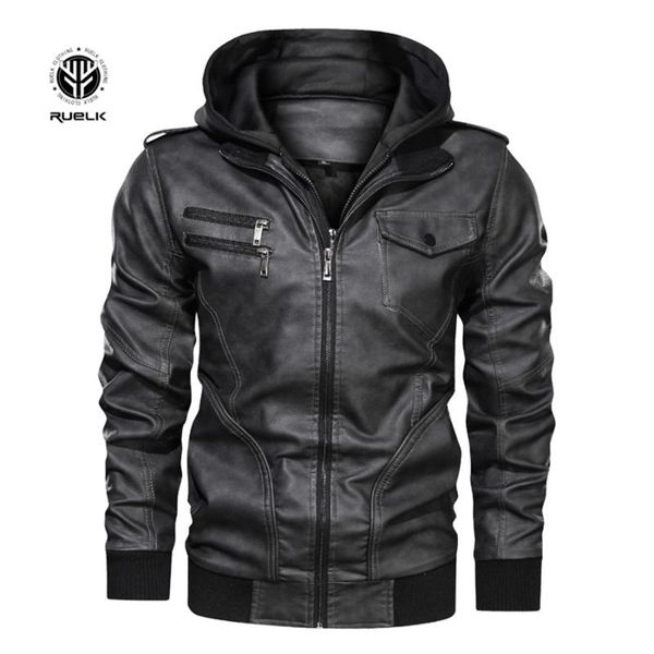 

men's fur & faux ruelk 2021 autumn and winter men detachable hooded pu leather jacket plus size casual motorcycle clothing outware, Black