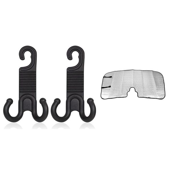 

hooks & rails 3 pcs car accessories: 2 hook, rear seat, headrest hook 1 window sun shade windshield visor cover