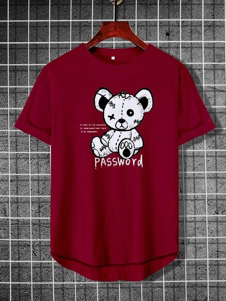 

men bear and letter graphic tee n7ah#, White;black