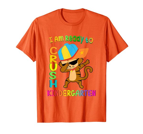

i'm ready to crush kindergarten dabbing cat back to school t-shirt, White;black