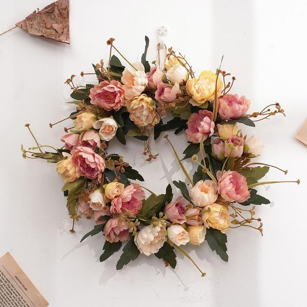 

simulation garland door decoration artificial silk peony flower wreath wedding window layout pography props floral decorative flowers & wrea