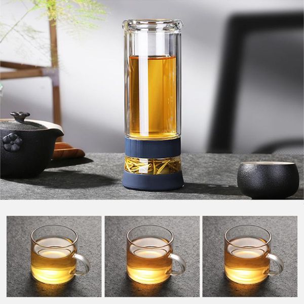 

water bottle 300ml/400ml glass with stainless steel tea infuser filter