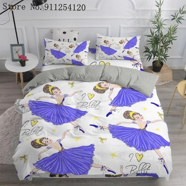 

ballet girls bedding sets cartoon dancer quilt cover set lovely beauty with skirt 3d printing pillowcase no sheet