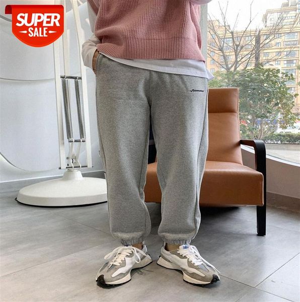 

110193 loose casual trousers and panties women korean alphabet embroidery high-waist elasticated #og13, Black;gray