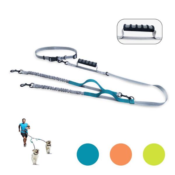 

nylon retractable hands dog leash with padded hand for large dogs running adjustable waist belt pet accessories collars & leashes