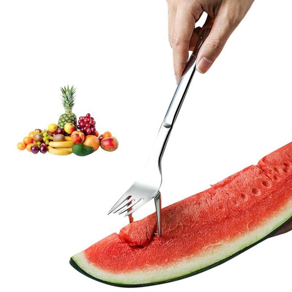 

forks watermelon fruit cutting fork stainless steel retro shovel snack cake dessert pick kitchen tools lunches party decor