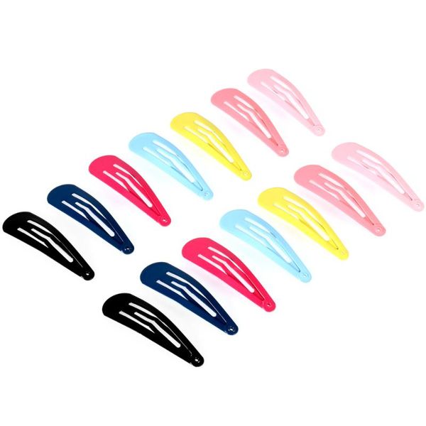 

hair clips frcolor 100pcs 1.93" metal snap all-match candy color assorted glossy waterdrop-shaped barrettes accessori