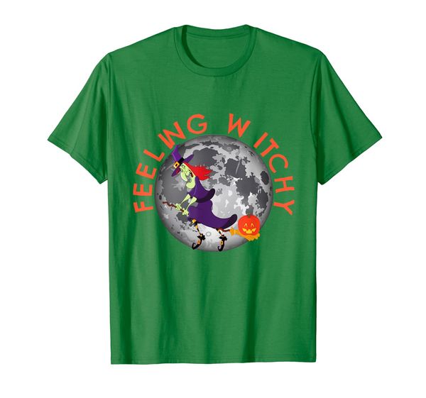 

feeling witchy funny witch flying on a broomstick shirt t-shirt, White;black