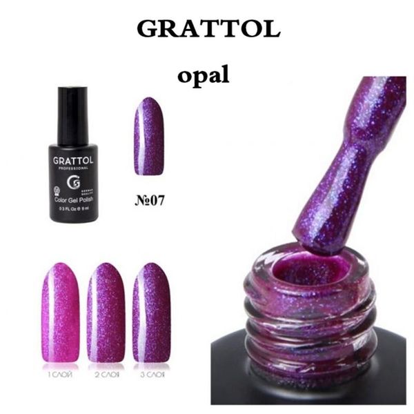 

nail gel grattol professional 9ml polish glitter opal 07 art semi platium uv led lamp varnishes base coat gellak, Red;pink
