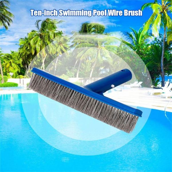 

pool & accessories stainless steel cleaning brush 10 inch tool for swimming wall floor tub fdx99