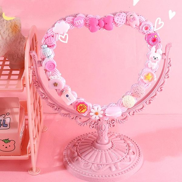 

mirrors diy makeup mirror cartoon heart-shaped deskretro cute girl double-sided decorative gift
