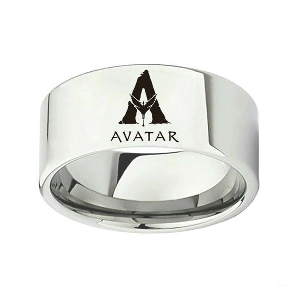 

10mm silver rings movie avatar symbol band stainless steel jewelry size 6-13