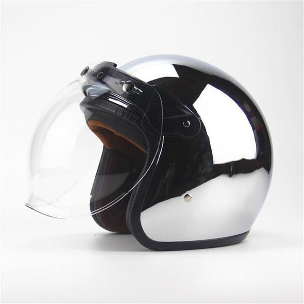 

motorcycle helmets personalized fashion chrome cascos capacete helmet 3/4 open face vintage scooter jet