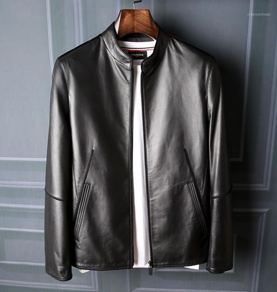 

men's leather & faux plus size 5xl 100% natural sheepskin coat 2021 casual spring autumn black genuine jacket men bomber jackets and co