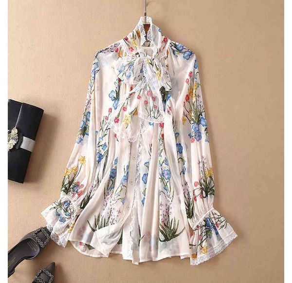 

dresses women printed shirts long sleeve bow collar fashion blouses, Black;gray