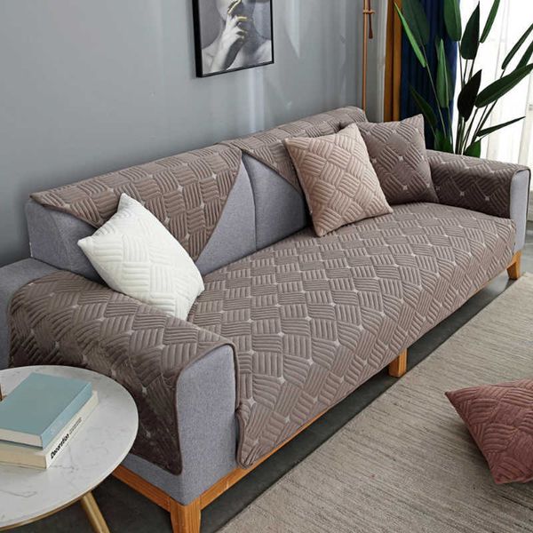 5 cores inverno sofá de pelúcia capa antiderrapante moderno sofá slipcover assento assento toalha coberta para sala de estar decoração de casa 210723