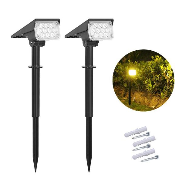 

lawn lamps 2pcs stake lamp garden decor led solar spotlight easy install yard patio deck outdoor waterproof adjustable angle landscape