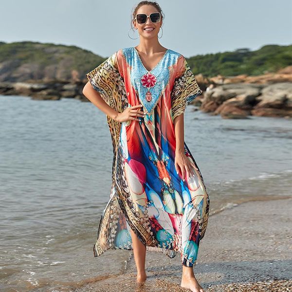 

women's swimwear 2021 polyester long beach cover up robe de plage swimsuit tunic bathing suit ups kaftan swim, White;black