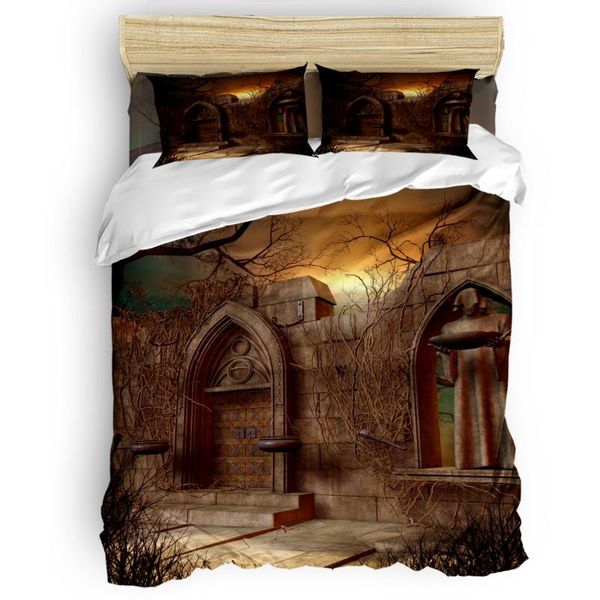 

bedding sets brown tree vine magic walls windows retro duvet cover set comfortable bedroom supplies comforter 2/3/4pcs