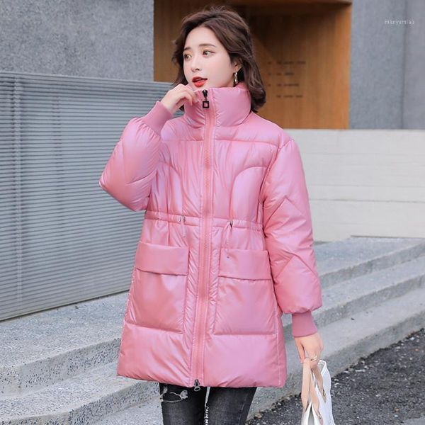 

women's down & parkas 2021 ladies winter parka coat fashion shiny warm hooded jacket mid-length clothing, Black