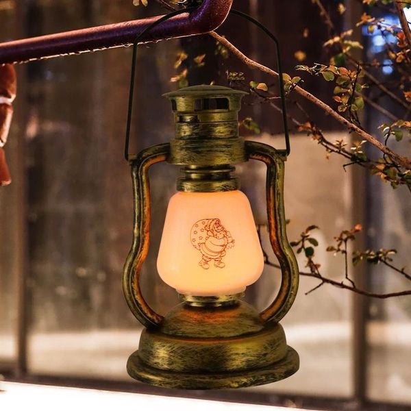 

portable lanterns electric retro candle lamp yellow led tea light 3 garden yard bronze hanging table desk night 22.7cm camping lantern