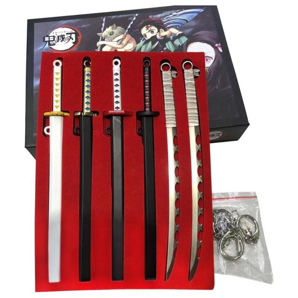 

keychains demon slayer kimetsu no yaiba cosplay kamado tanjirou keychain alloy necklace pendants prop collection gifts sets, Silver