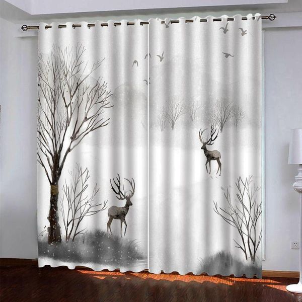 

curtain & drapes abstract tree curtains customized 3d simple and fresh modern cute cartoon thickening blackout
