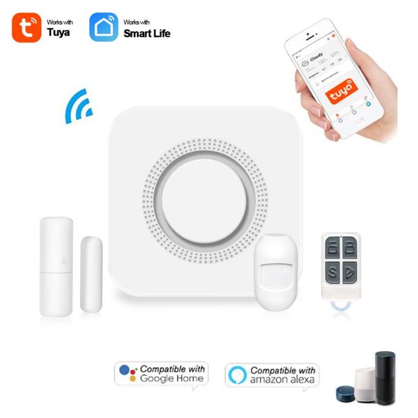 

est tuya graffiti wireless linkage alarm smart life app control wifi sound and light siren for home security systems