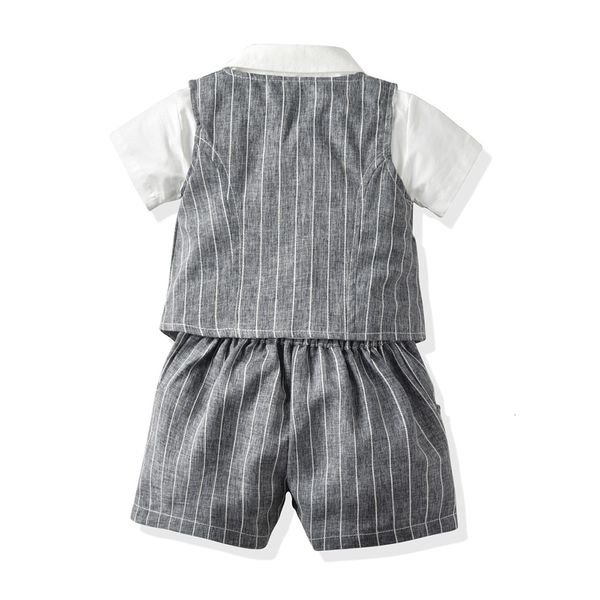 

boys' suit children's bow tie short sleeve shirt slim waistcoat shorts four piece set, Blue