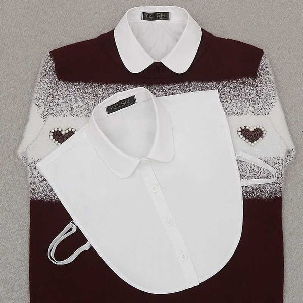 

women solid shirt cotton lace white blouse vintage detachable clothes blouse 210601