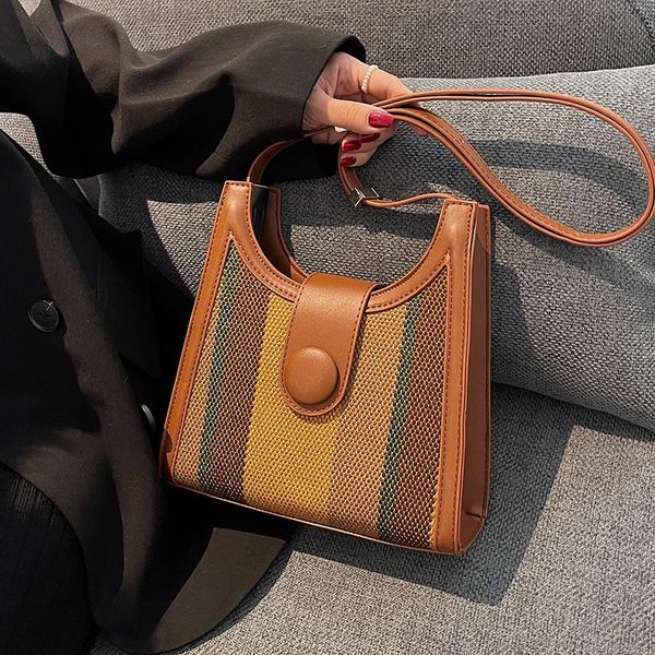 

evening bags women autumn and winter retro stripes hit color tote 2021 fashion single shoulder messenger bag luxury designer handbag