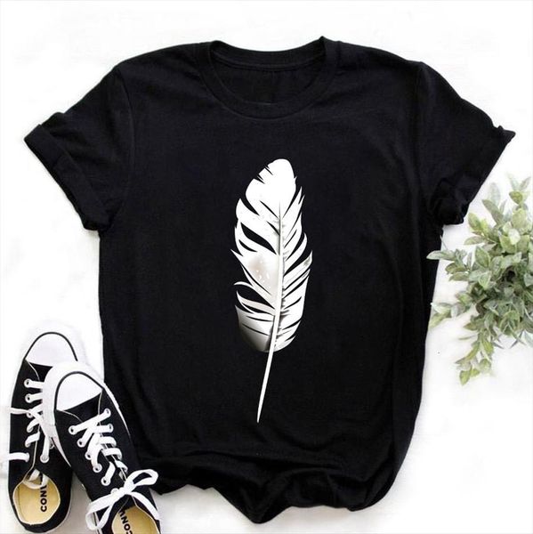 

zogankin summer fashion feather women printed kawaii 90s girls couple friends black tee, White