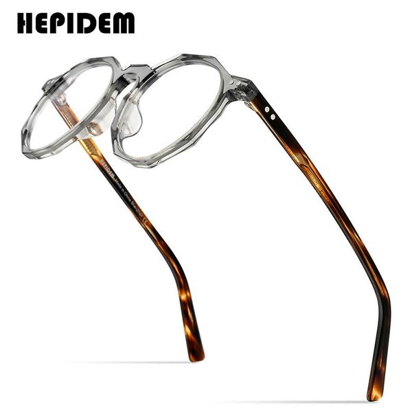 

fashion sunglasses frames hepidem acetate glasses men retro vintage polygon eyeglasses frame women myopia optical prescription spectacles ey, Black