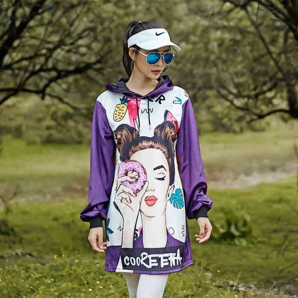 

hoodies european american hooded hip-hop suit donut velvet nightgown autumn and winter-weary dress, Black